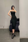 Marc le bihan belted tube top dress 21938-E21 BLACK